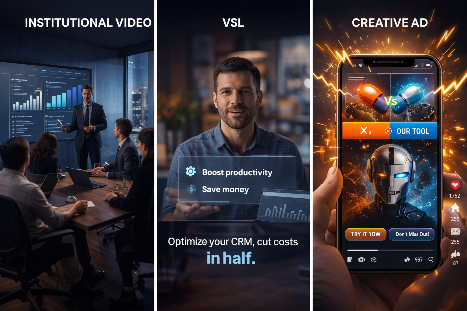 Vídeo institucional, VSL ou criativo de anúncio: qual formato gera mais impacto em cada etapa